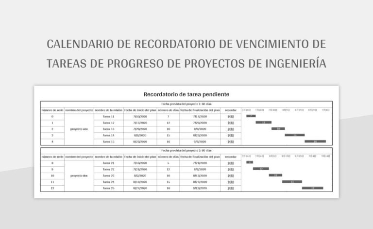 calendario con recordatorio de vencimientos