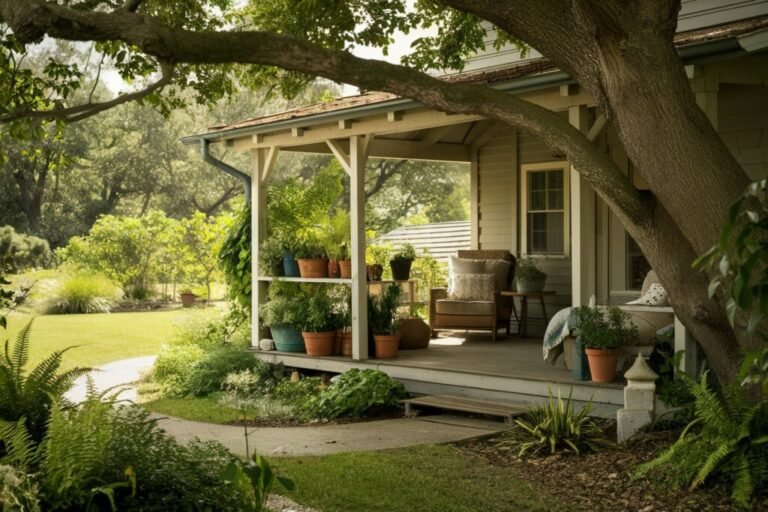 casa de campo con galeria acogedora