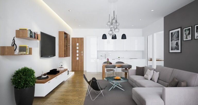 interior moderno de departamento amplio y luminoso