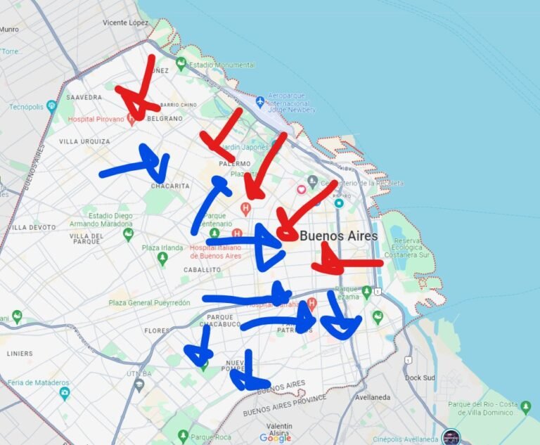 mapa con flechas hacia el barrio chino