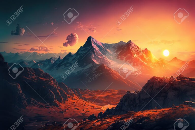 paisaje montanoso al atardecer