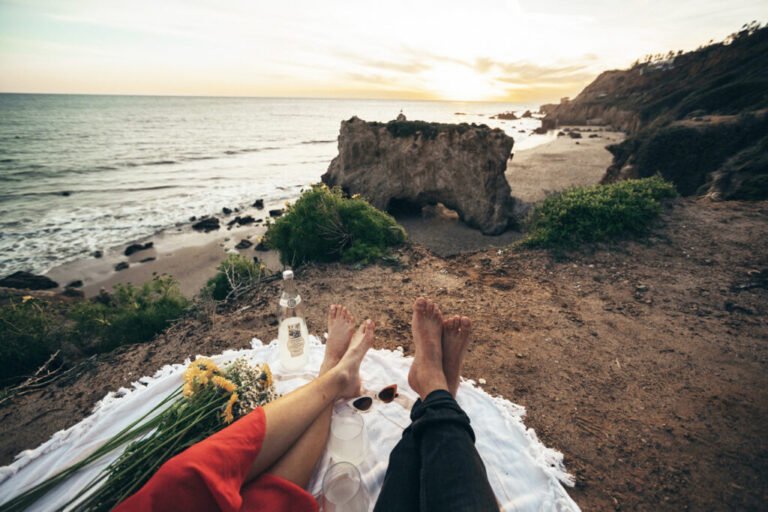 pareja disfrutando un picnic romantico