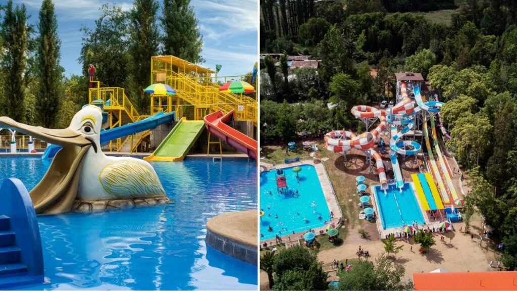parque acuatico con atractivas piscinas y toboganes