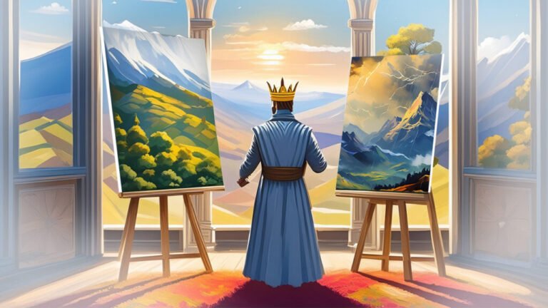 una escena de un rey en reposo